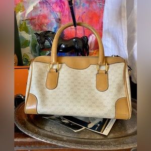 Rare Vintage GUCCI GG  Micro Monogram Boston Beige Speedy Purse Bag Tote Luxury